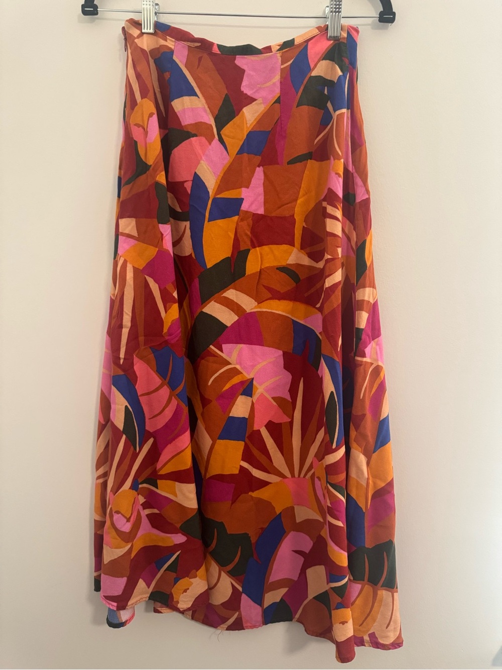 Anthropologie Farm Rio Satin floral orange pink blue slip - Picture 7 of 12